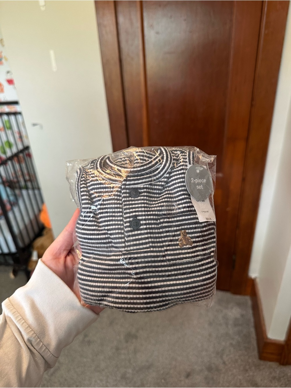 GAP Black and White Striped Henley 2-Piece Set